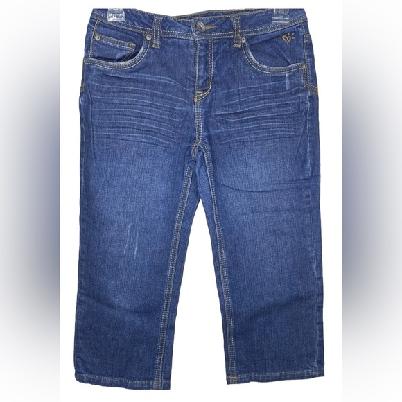 I Love Justice Jeans Simply Low Capri Juniors 14R Blue Distressed Pockets - Picture 1 of 14